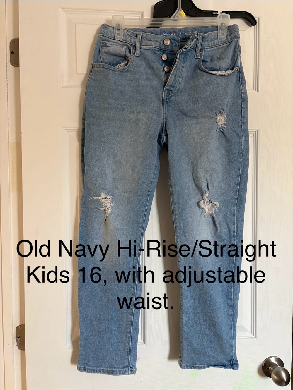 Old Navy Light Blue Distressed High-Rise Straight Jeans